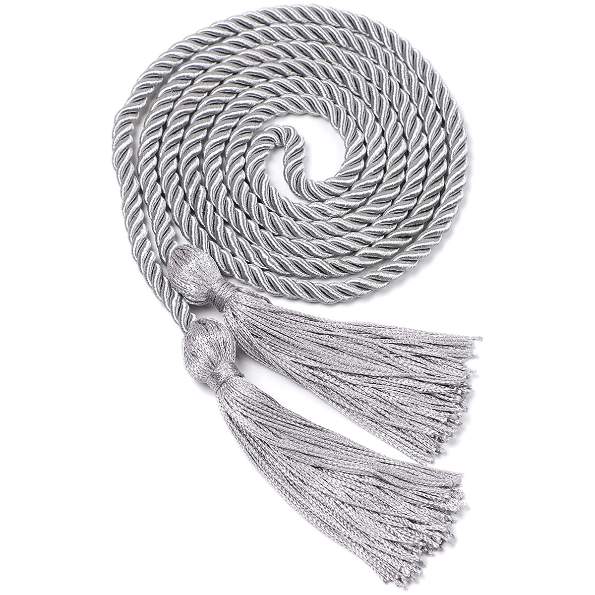 Cords Tassels Cords Polyester Yarn Honor Cord for Graduation Students 63 Inchs Long (Silver)